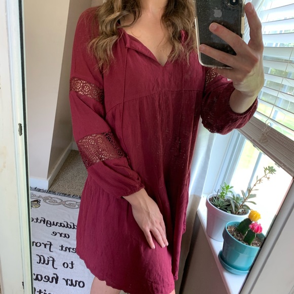 red peasant dress